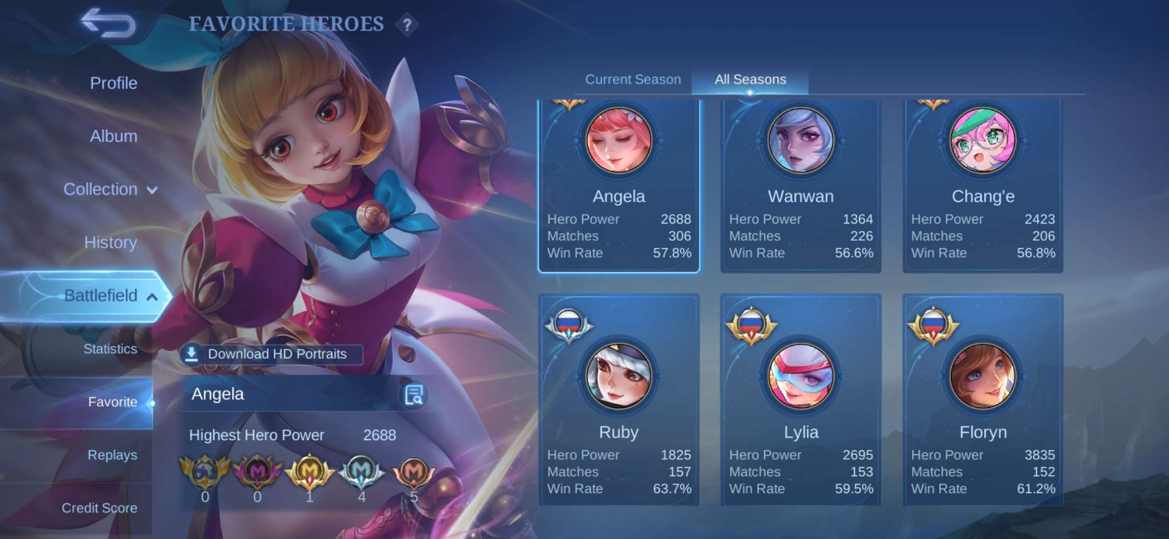 продажа аккаунта к игре Mobile Legends